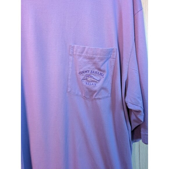 Tommy Bahama Shirt Mens XLT Purple Relax Pima Cotton Pocket Tee Dolphin Logo - Picture 2 of 6